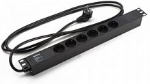 Блок розеток для 19", 6 розеток, Hyperline SHE19-6SH-2.5EU