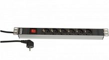 Блок розеток для 19" шкафов, 6 розеток Hyperline SHT19-6SH-S-2.5EU