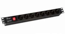 Блок розеток 19", 8 розеток Schuko, Hyperline SHE19-8SH-S-IEC